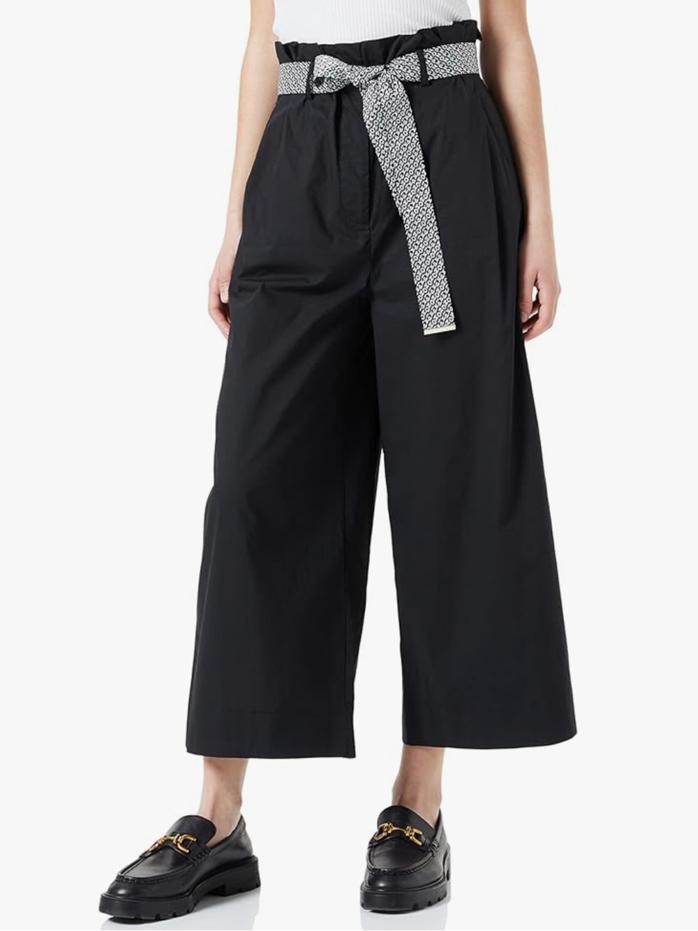 Pinko Pupa Pantalone Popeline Pants Women's Size 2 Wide Leg Crop Paperbag Waist